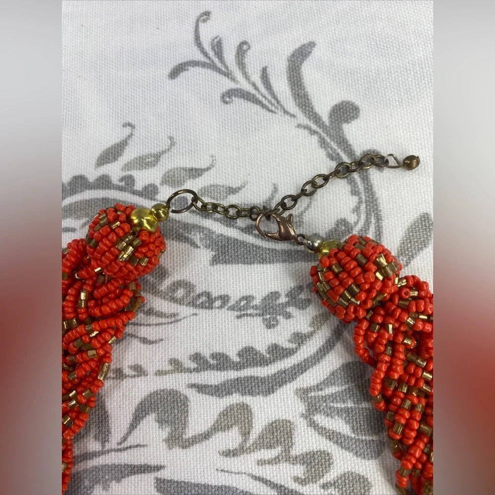 Vintage Multi Strand Seed‎ Bead Braided Artisan Choker Necklace
